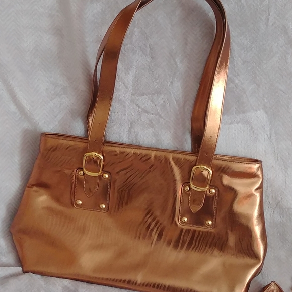 Due Fratelli gold leather 3 pc purse set - Picture 2 of 10